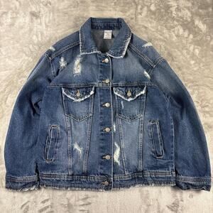 Nobu Woman Jean Jacket Blue Size Medium Distressed  youth girls